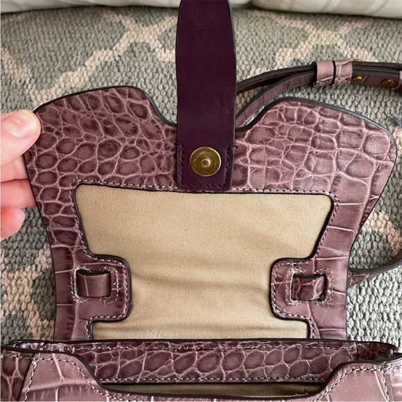 J. Crew Mauve Croc-Embossed Leather Crossbody Bag with Gold Hardware - Picture 3 of 16